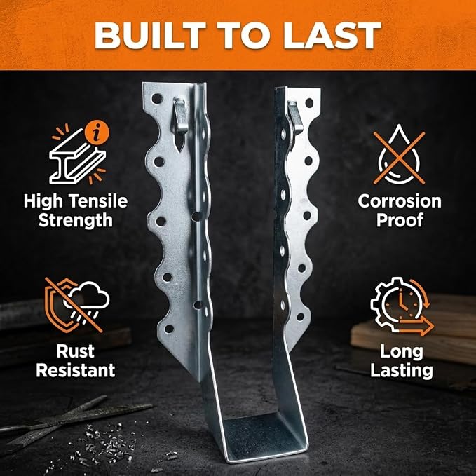 25 Pack 2x8 Joist Hangers, 18 Gauge Galvanized Face Mount | Wood connectors - Image 3