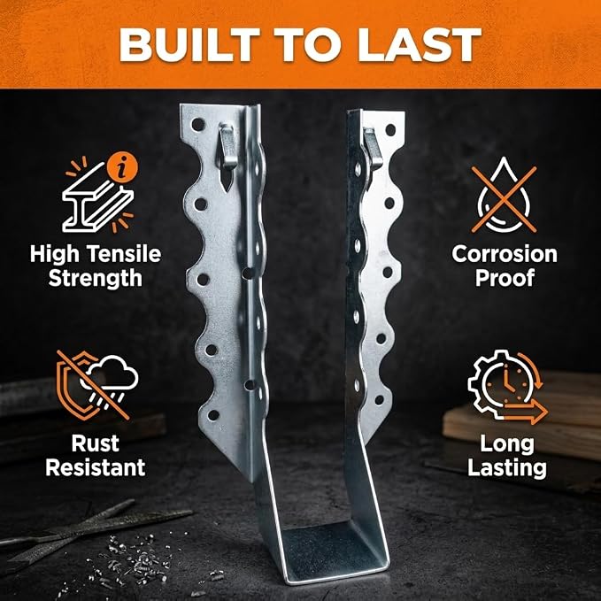 50 Pack 2x8 Joist Hangers, 18 Gauge Galvanized Face Mount | Wood connectors - Image 3
