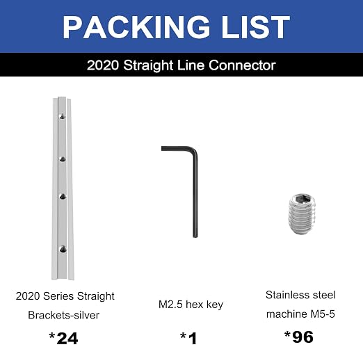 24pcs 2020 Straight Connector Joint Plate Corner Bracket Silver | 2020 Hardware - Image 2