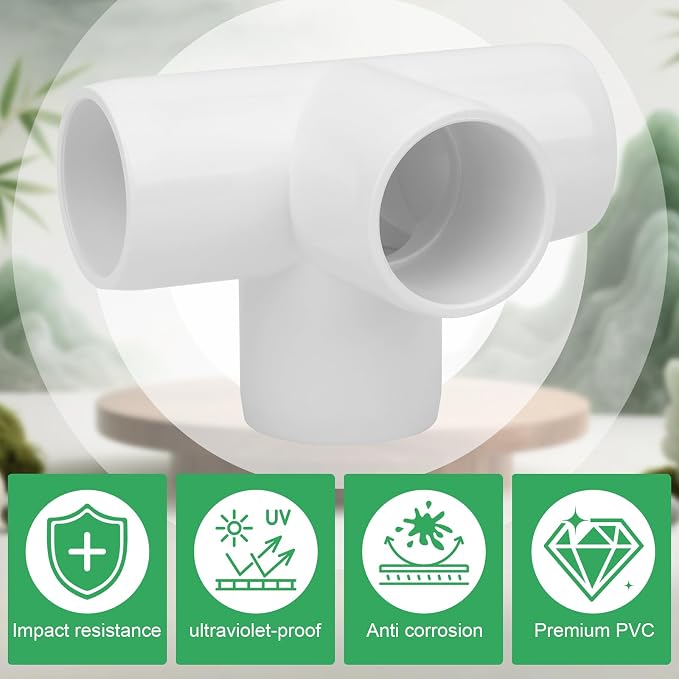 6Pack 1IN 4-Way PVC Pipe Fittings SCH40 Furniture Grade PVC Elbow Corner Side - Image 4