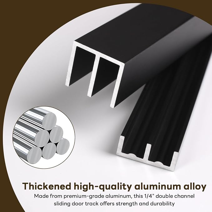 2Sets Aluminum Sliding Door Track Set - Image 6