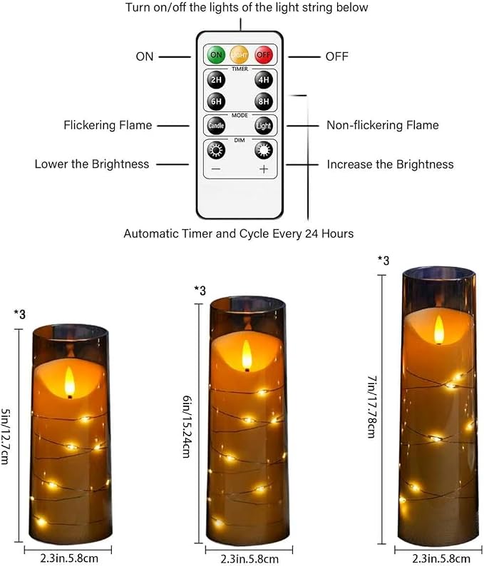 Eebuss Flameless Candles with Embedded Star String, Battery Operated LED Pillar - Image 2
