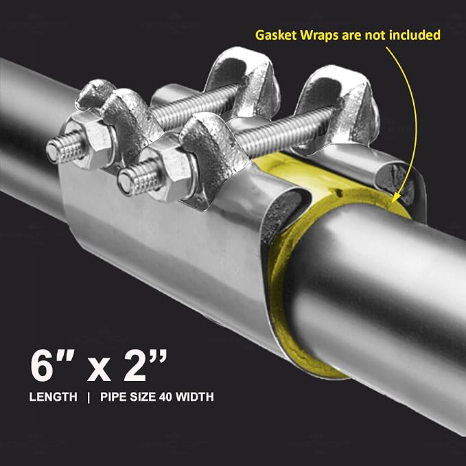HIGHCRAFT 60200TTSD-5, Single Pipe Repair Clamp 2'', Double Bolt, 6” Long - Image 6