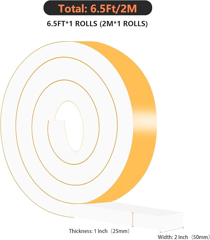 Weather Stripping, High Density CR, Strong Adhesive, 2 in x 1 in x 6.5Ft | - Image 4