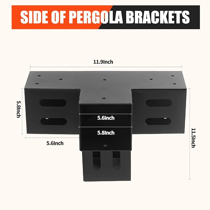 2 Pcs 4"x 4" Pergola Brackets Post | 4-Way 90° Right Angle Corner Bracket|DIY - Image 2