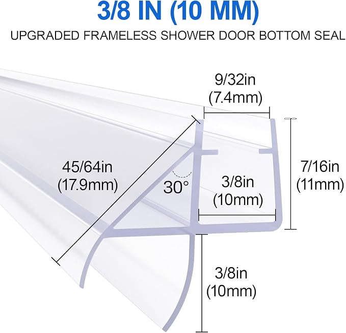 Yecaye 3 Pack 3/8"x 39" Frameless Shower Door Bottom Seal | Shower Door Sweep - Image 4