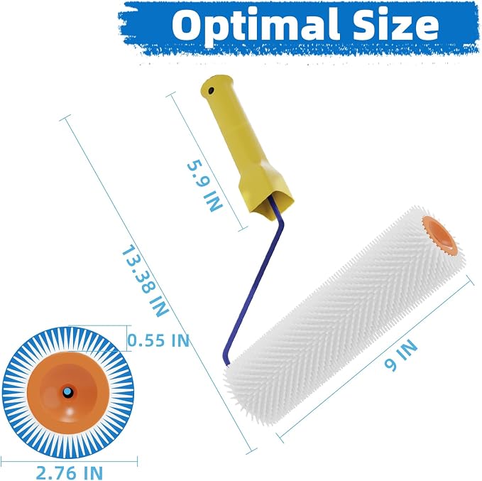 VKE 9in Self Leveling Spiked Roller, 53in Adjustable Telescopic Pole | Paint - Image 3