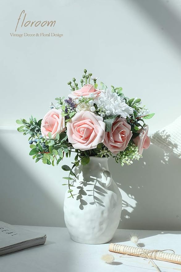 Artificial Flowers 25pcs Real Looking Blush Heirloom Foam Fake Roses - Image 5