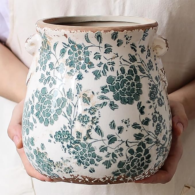 Tuscan Ceramic Planters & Kitchen Utensil Holder, 6.68" Vintage Plant Pots | - Image 7