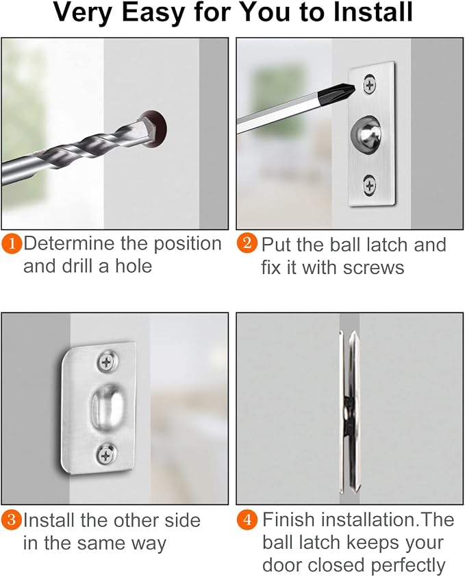 Closet Ball Door Catches for Internal Door Hardware Jiayi 4 Pack Adjustable - Image 5