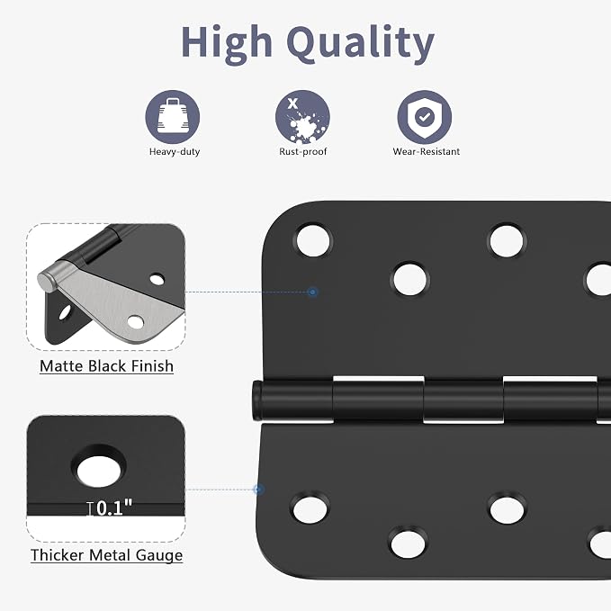 3 Pack Door Hinges 4 Inch, Matte Black Hinges - Image 3