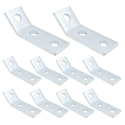 Anxingo 10 Pcs 3/16" Thickness Channel Angle Bracket, 1-5/8" 3-Hole Corner by Anxingo