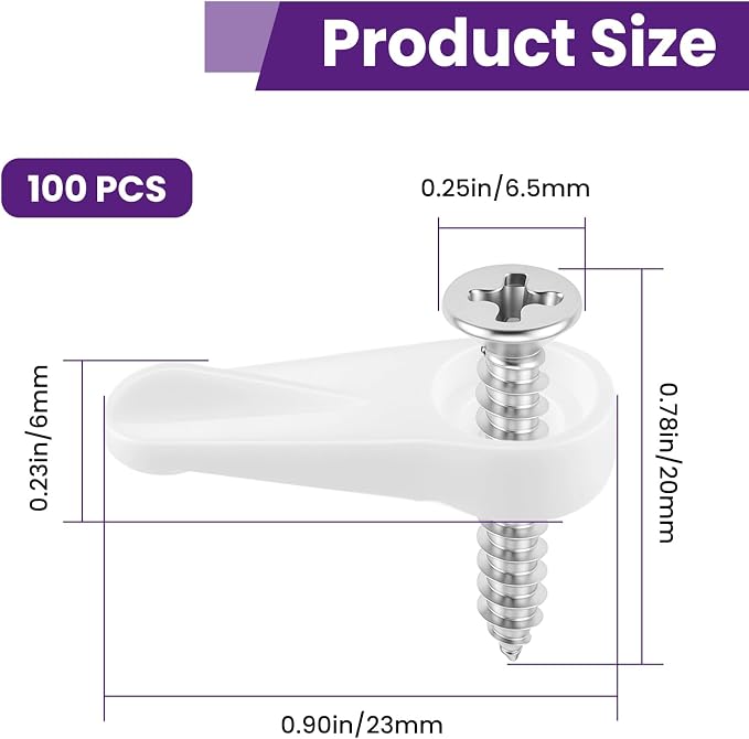 100 Pack Window Screen Clips, PL 7909 White Plastic Window Screen Holder Clips - Image 2