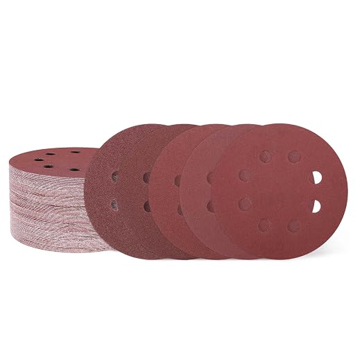 HARFINGTON 70Pcs 5Inch Sanding Disc 8 Hole Hook and Loop Sandpaper Red | by HARFINGTON