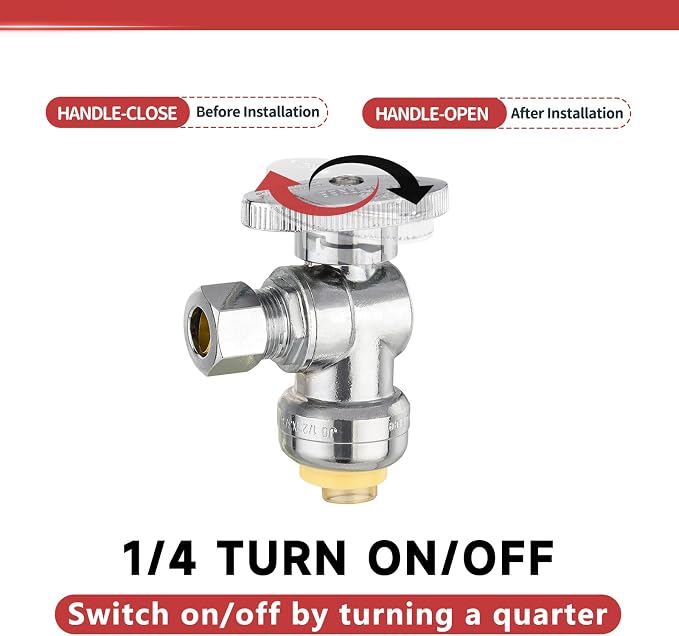 10PC EFIELD 1/2" Push Fit Angle Stop Valve | Water Shut Off 1/2 Push x 3/8 Inch - Image 4