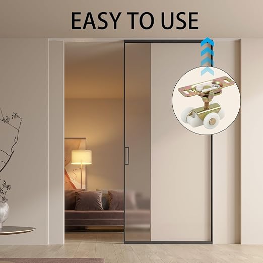 2Pcs Gold 3/4" Sliding Pocket Door Rollers Assembly, Sliding Door Wheels - Image 6