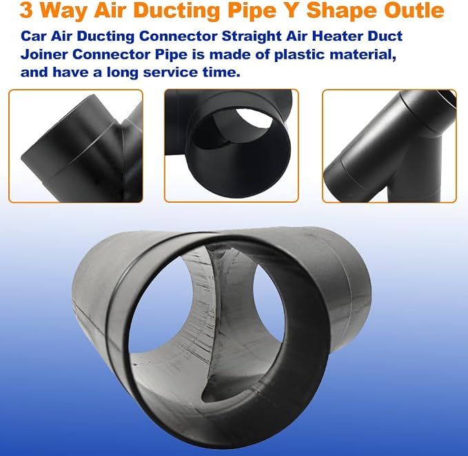 11306 3-Inch Y Fitting, 75mm 3 Way Ducting Pipe Y Shape Outlet Connector Duct - Image 3