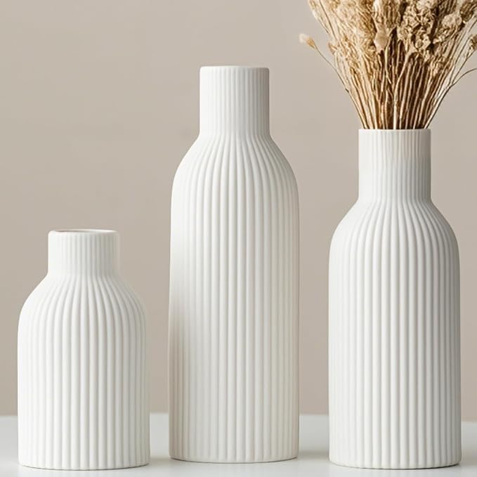 Modern Ceramic Vases Set of 3, Shelf Table Centerpiece by Vaurcesavase
