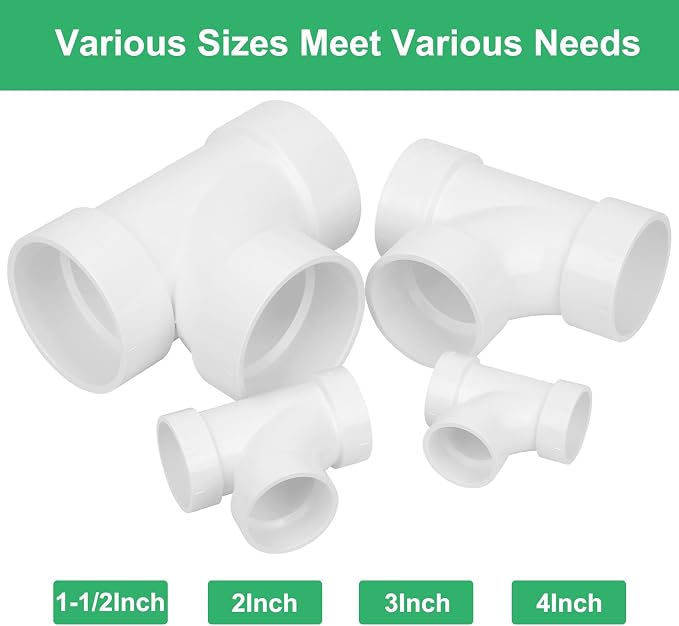 3IN PVC DWV Sanitary Tee 3-Way PVC Pipe Fittings Adapter Furniture Build Grade - Image 4