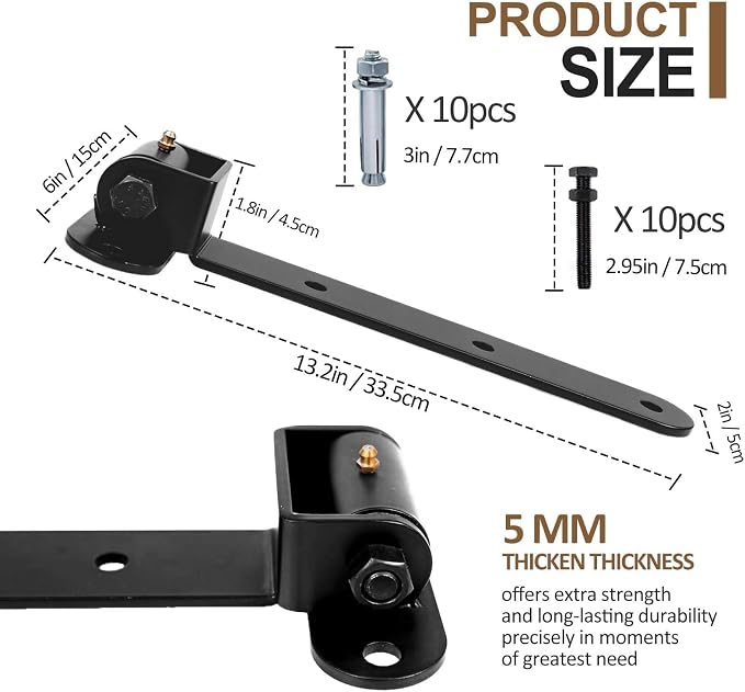 2 Pcs Heavy Duty Gate Hinges, 900LBS Capacity 180° Open Weld on Hinge or - Image 2
