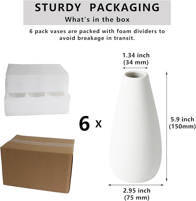 YANLING 6 Pcs White Ceramic Vases - Image 2
