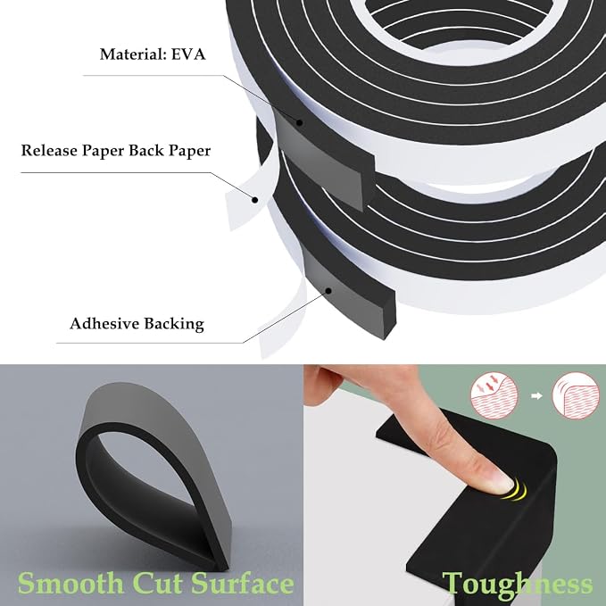 Weather Stripping Door Seal Black, 1Inch Wide X 3/8Inch Thick, Air Conditioner - Image 7