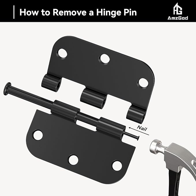 Door Hinges Matte Black 3.5 Inch Rounded 5/8" Radius 18 Pack | Black Interior - Image 7