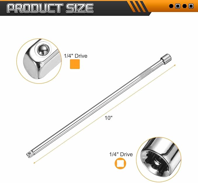 HARFINGTON 1pcs Socket Extension Bar 1/4" Drive 10" Long Extension Bars Impact - Image 2