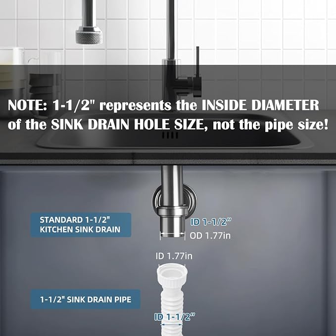 2-Pack Sink Drain Pipe, Flexible P-Trap Pipe - Image 3