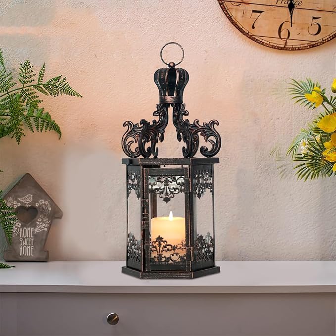 NEEDOMO Large Lanterns Decorative Outdoor, 17.7" Black Lanterns Decor Indoor - Image 9