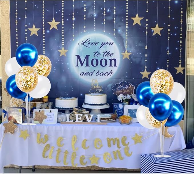 TONIFUL 4 Set White Blue Gold Balloon Centerpieces - Image 7