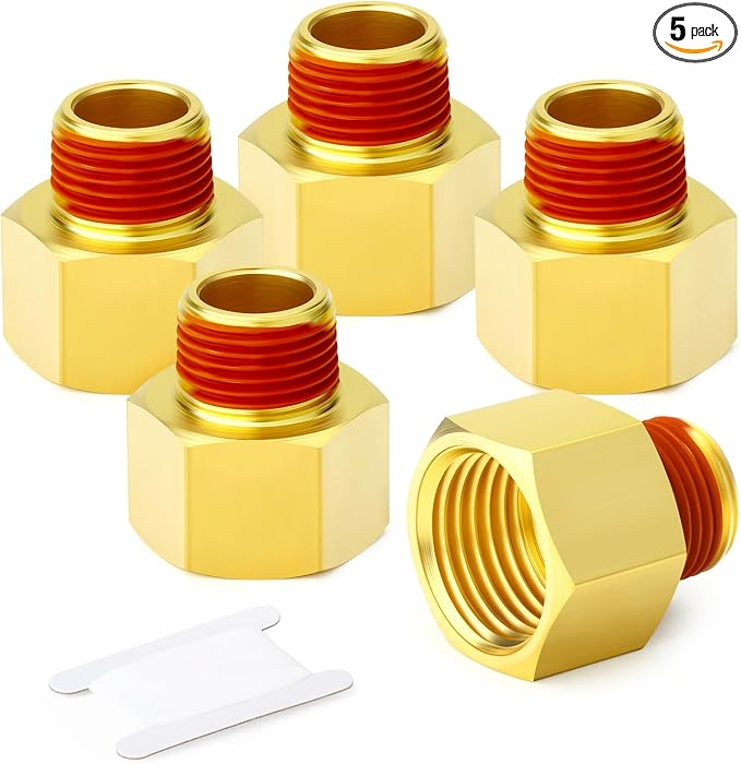 GASHER 5PCS Brass Pipe Fitting, 3/8" Female x 1/4" Male Pipe by GASHER