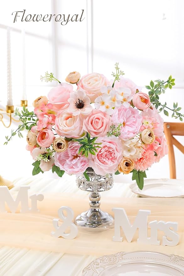 Artificial Flowers Combo Pink Flowers Mix Silk Flowers Roses Peonies - Image 3