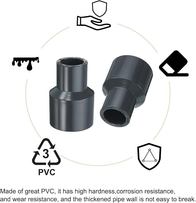 HARFINGTON PVC Reducing Coupling 1 x 1/2" Increaser/Reducer Coupling Pipe - Image 6