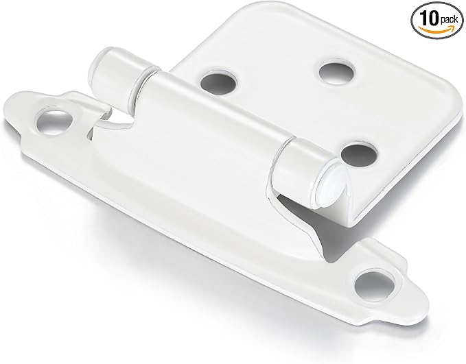 White Cabinet Hinges, 1/2” Overlay, 10 Pack | by Vallecloud