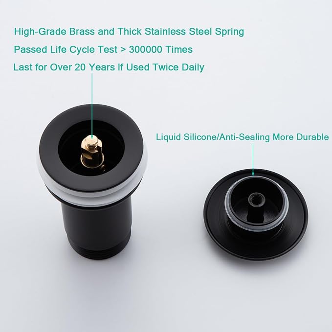 Brass P Trap with Pop Up Drain Stopper, U-Shape 1 1/4 Slip Joint Extension Tub - Image 5