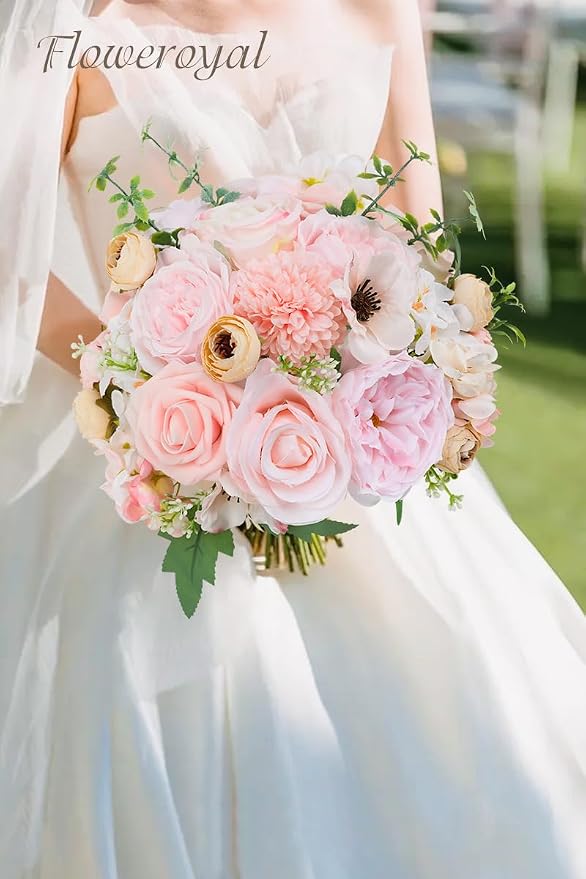 Artificial Flowers Combo Pink Flowers Mix Silk Flowers Roses Peonies - Image 7