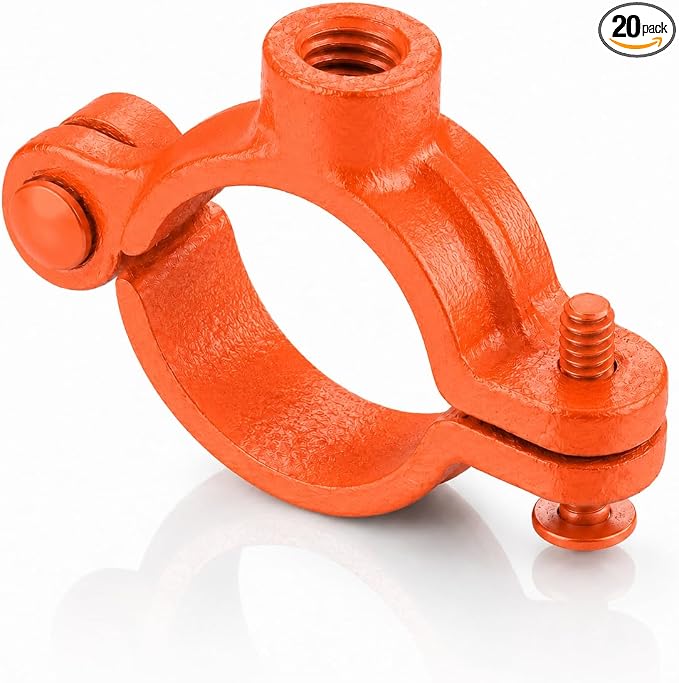 Orange 20 Pack 1/2" Hinged Split Ring Pipe Hanger, Copper Epoxy Coated Iron by Unknown