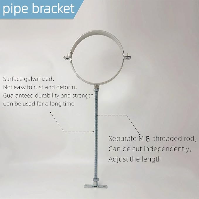 2 Sets Adjustable Pipe Bracket，Heavy Duty Galvanized Iron Stove Pipe Hanger - Image 6