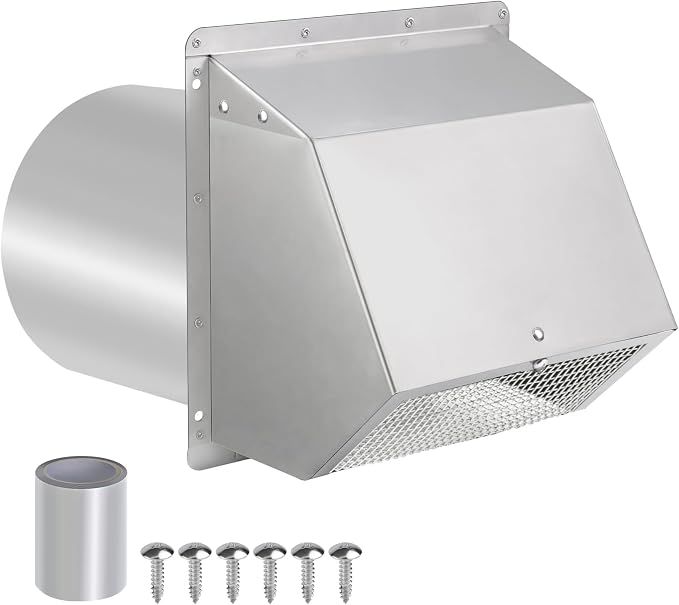 10 Inch Hooded Wall Vent with Screen and Damper, Exterior Wall Exhaust Vent by JYINCPED