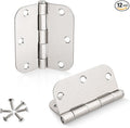KNOBWELL Door Hinges Brushed Nickel, 3.5 Inch Interior Door Hinges, 12 Pack | by KNOBWELL