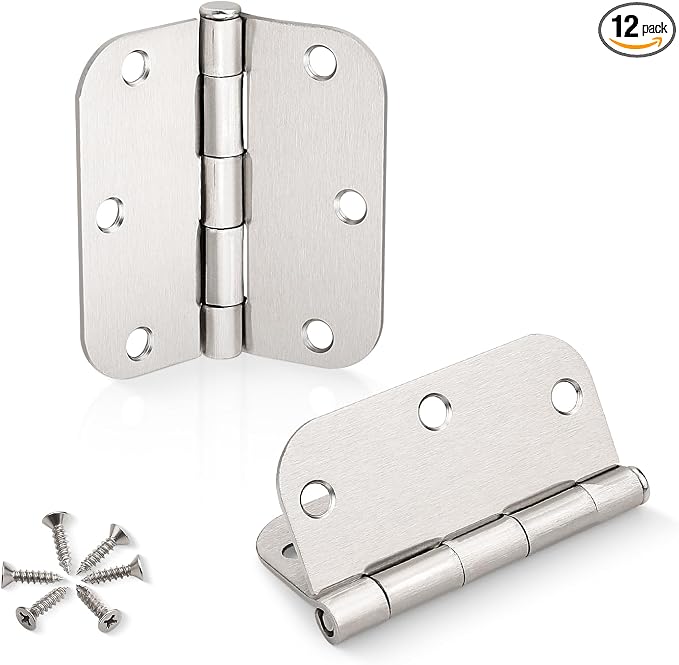 KNOBWELL Door Hinges Brushed Nickel, 3.5 Inch Interior Door Hinges, 12 Pack | by KNOBWELL
