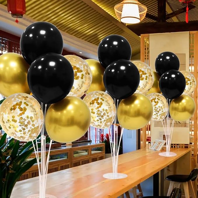 ZJDHPTY 5Set Black and Gold Balloon Stand Centerpiece Table Decorations | - Image 2