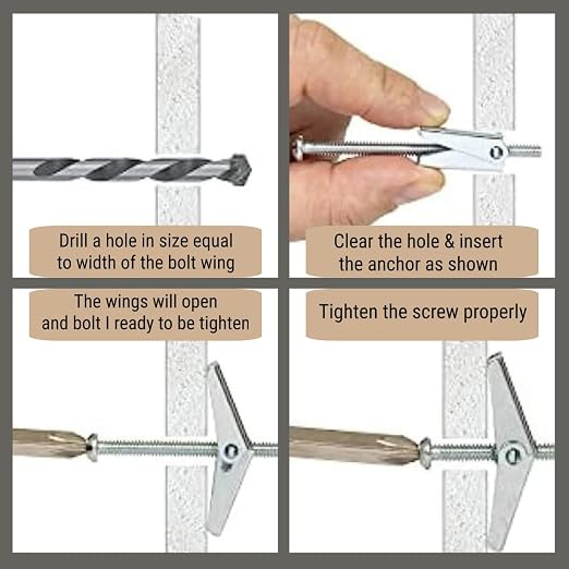 10 Pack Heavy Duty Drywall Anchors & Screws Toggle Bolts and Wing Nuts Set - Image 2