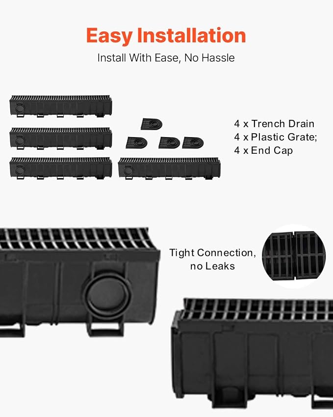VEVOR Trench Drain System 4 Pack, Channel Drain - Image 3