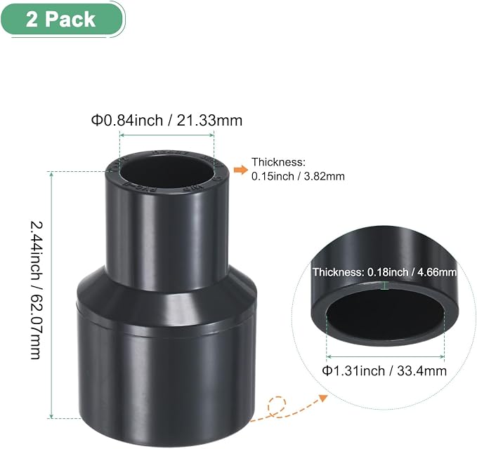 M METERXITY 2-Pack UPVC Reducer Pipe Fitting - Image 3