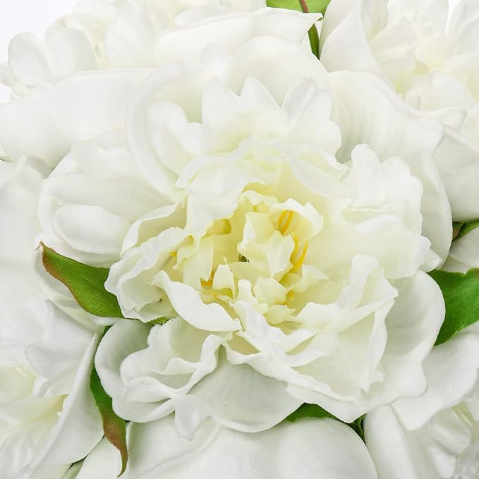 Hollyone Fake Flowers White Peonies Artificial Flowers Faux Flowers - Image 3