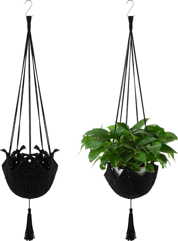 Shappy 2 Pack Boho Macrame Plant Hanger, Large Hanging Planter Plant Holder Pot by Shappy