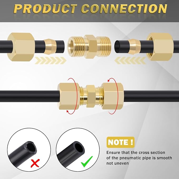 5/16" OD x 5/16" OD Brass Compression Union Fitting, 10 Pack Straight Tube - Image 5