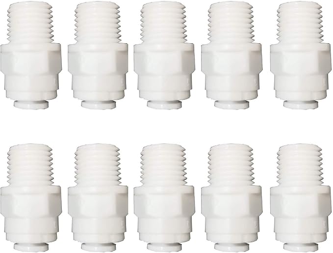 Malida Push to Connect 1/4 Male Connector 1/4 RO Tube Fitting, 10 Pack | Food by MALIDA